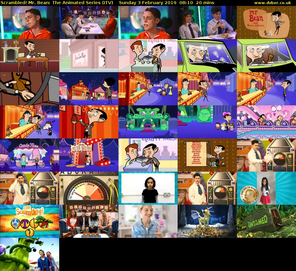 Scrambled! Mr. Bean: The Animated Series (ITV) Sunday 3 February 2019 08:10 - 08:30