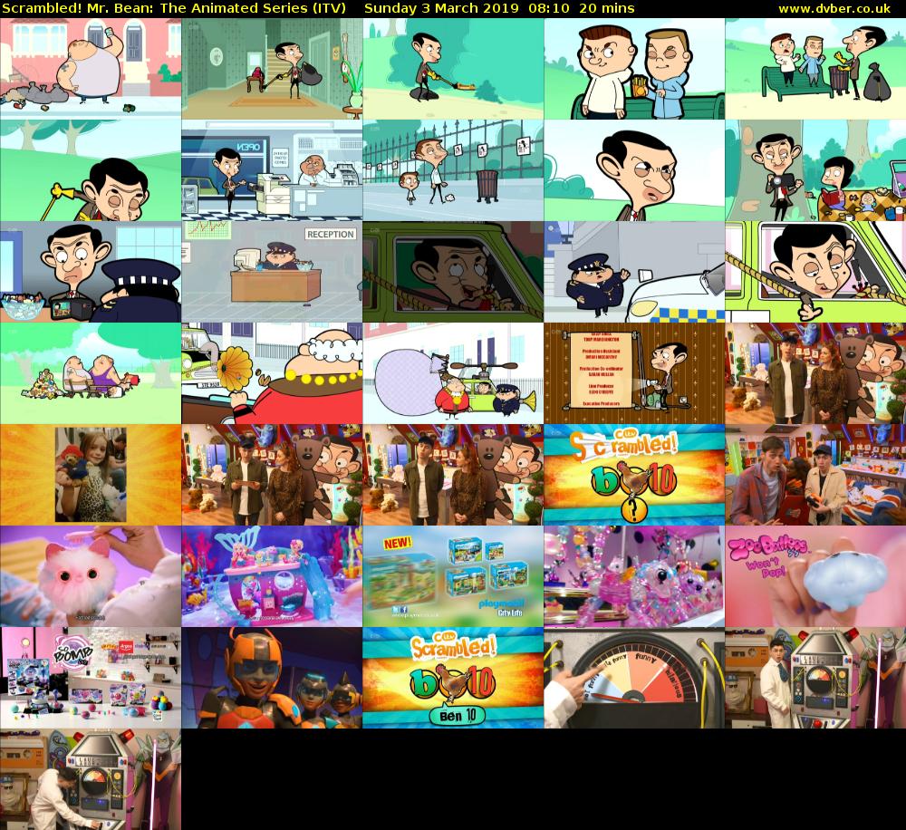 Scrambled! Mr. Bean: The Animated Series (ITV) Sunday 3 March 2019 08:10 - 08:30