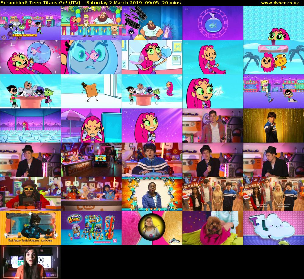 Scrambled! Teen Titans Go! (ITV) Saturday 2 March 2019 09:05 - 09:25