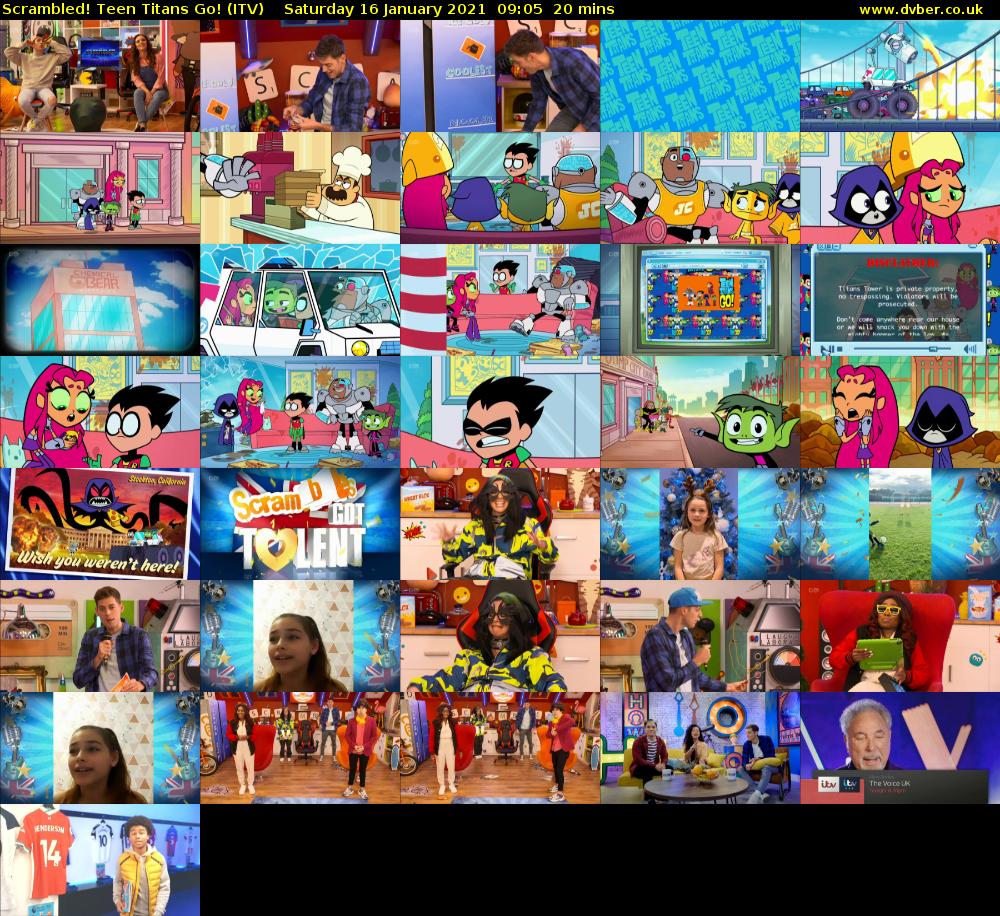 Scrambled! Teen Titans Go! (ITV) Saturday 16 January 2021 09:05 - 09:25
