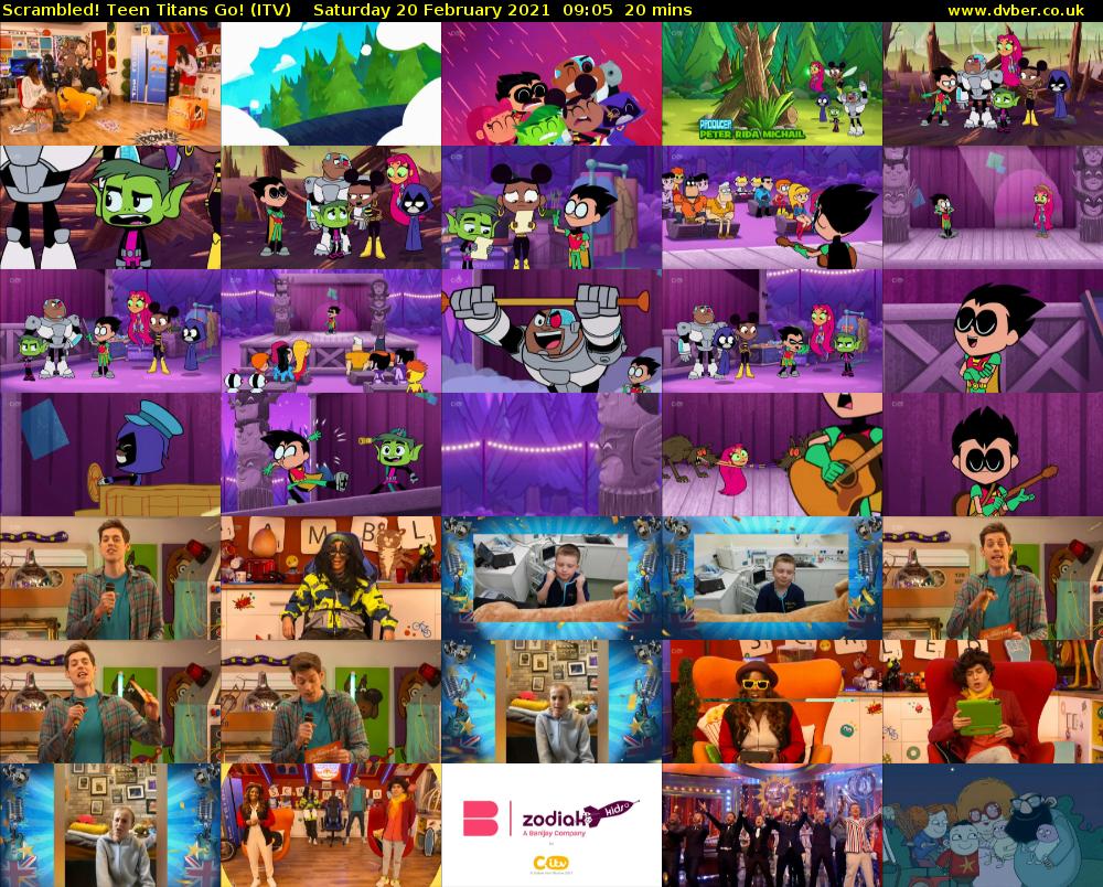 Scrambled! Teen Titans Go! (ITV) Saturday 20 February 2021 09:05 - 09:25