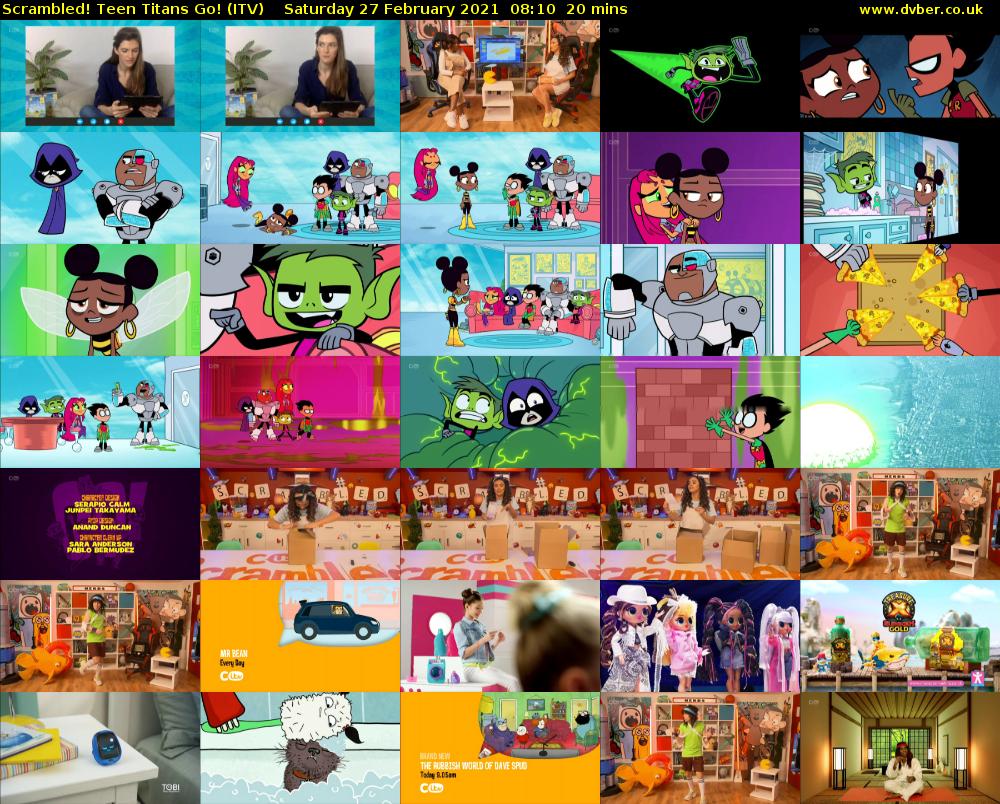 Scrambled! Teen Titans Go! (ITV) Saturday 27 February 2021 08:10 - 08:30