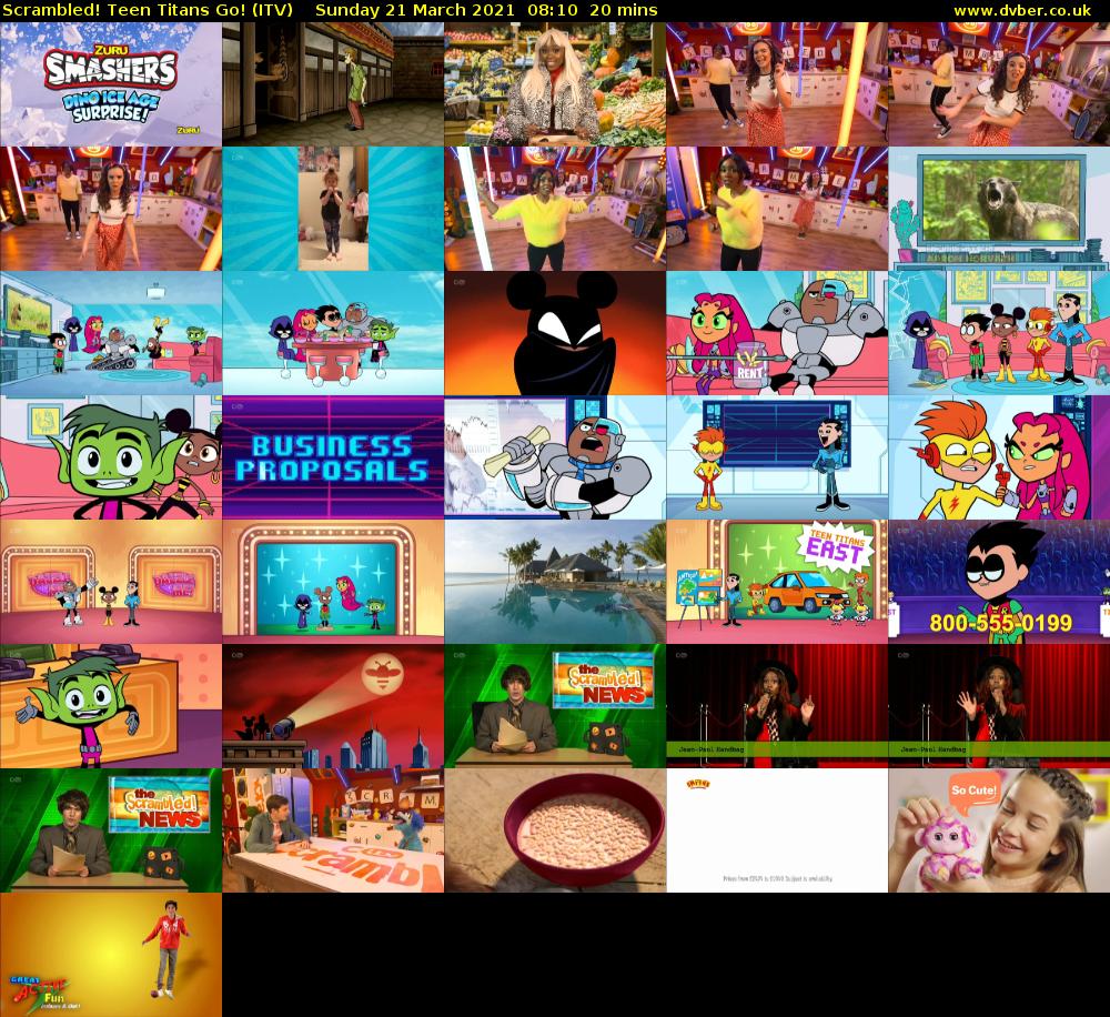 Scrambled! Teen Titans Go! (ITV) Sunday 21 March 2021 08:10 - 08:30
