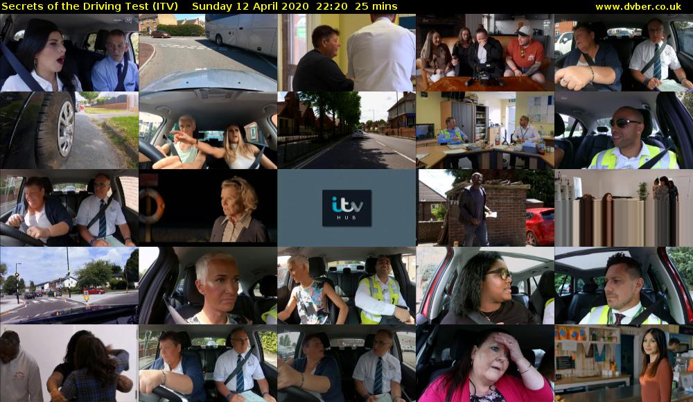 Secrets of the Driving Test (ITV) Sunday 12 April 2020 22:20 - 22:45