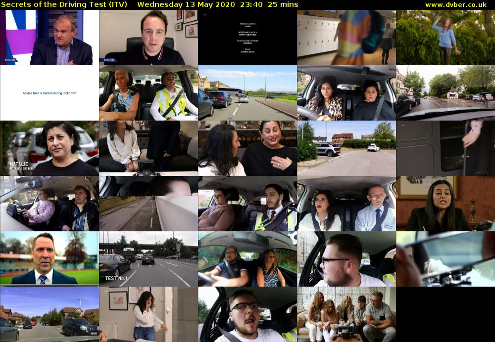 Secrets of the Driving Test (ITV) Wednesday 13 May 2020 23:40 - 00:05