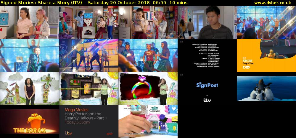 Signed Stories: Share a Story (ITV) Saturday 20 October 2018 06:55 - 07:05