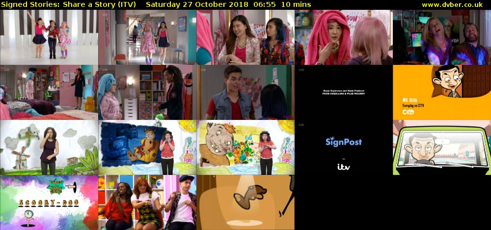 Signed Stories: Share a Story (ITV) Saturday 27 October 2018 06:55 - 07:05