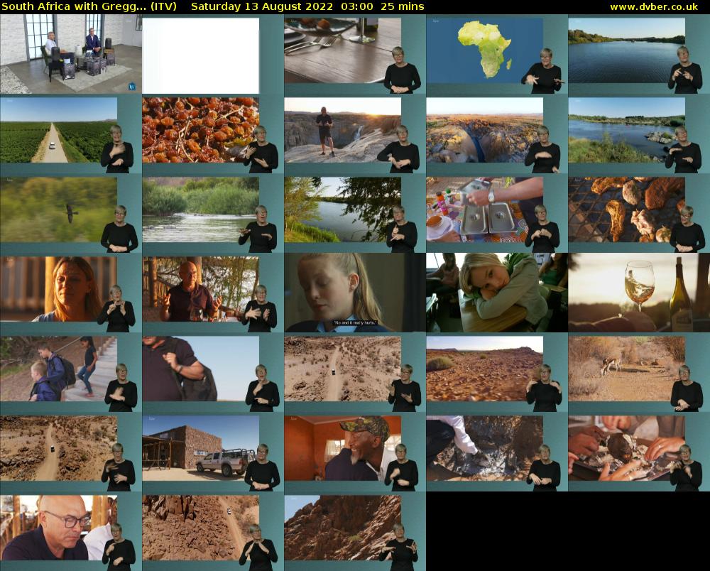 South Africa with Gregg... (ITV) Saturday 13 August 2022 03:00 - 03:25
