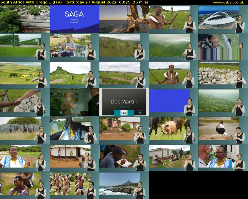 South Africa with Gregg... (ITV) Saturday 27 August 2022 03:25 - 03:50