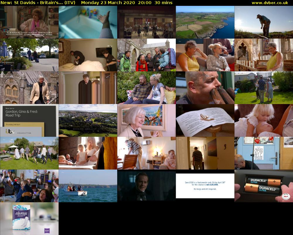 St Davids - Britain's... (ITV) Monday 23 March 2020 20:00 - 20:30