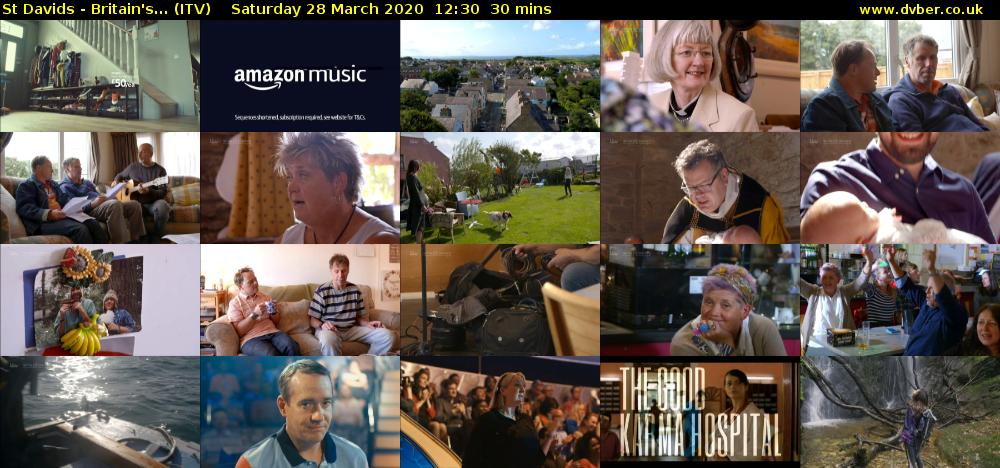 St Davids - Britain's... (ITV) Saturday 28 March 2020 12:30 - 13:00
