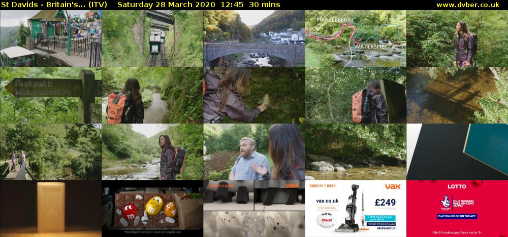 St Davids - Britain's... (ITV) Saturday 28 March 2020 12:45 - 13:15