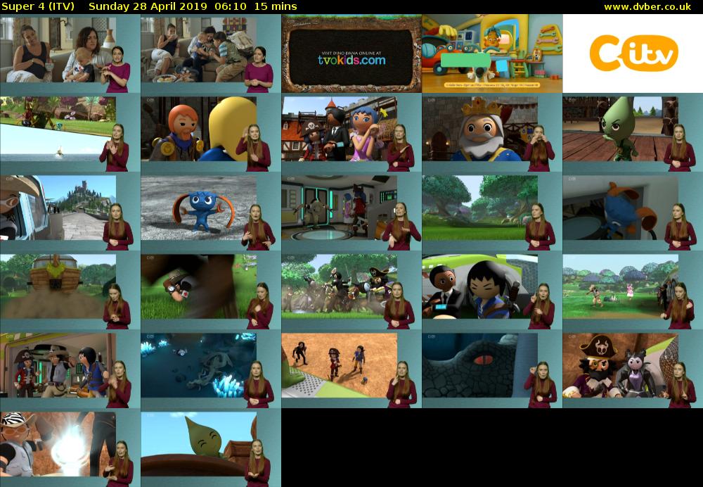 Super 4 (ITV) Sunday 28 April 2019 06:10 - 06:25