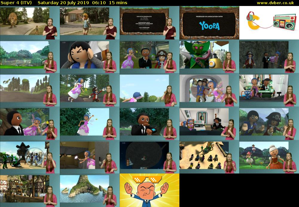 Super 4 (ITV) Saturday 20 July 2019 06:10 - 06:25