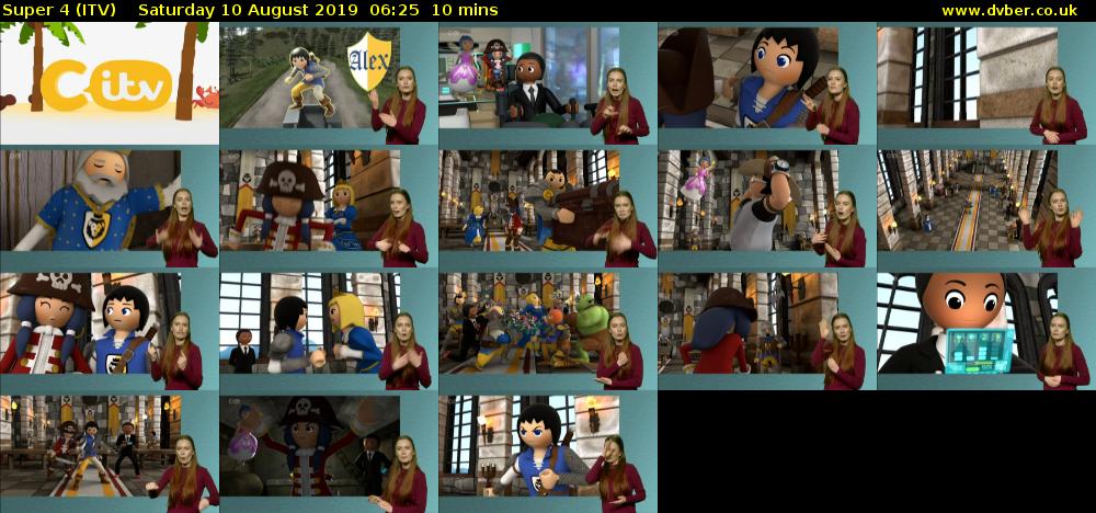 Super 4 (ITV) Saturday 10 August 2019 06:25 - 06:35