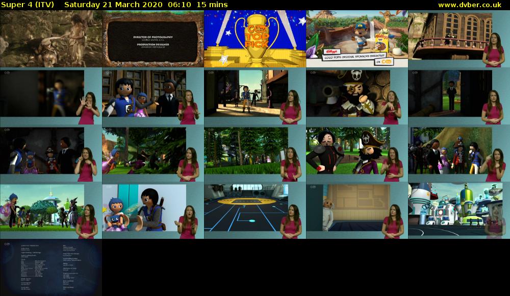 Super 4 (ITV) Saturday 21 March 2020 06:10 - 06:25