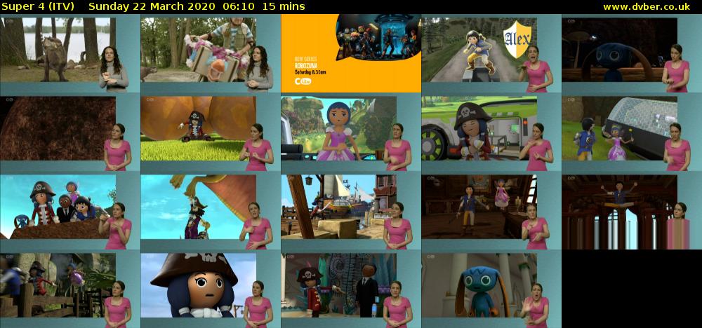 Super 4 (ITV) Sunday 22 March 2020 06:10 - 06:25