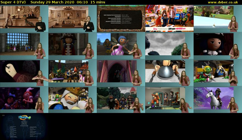 Super 4 (ITV) Sunday 29 March 2020 06:10 - 06:25