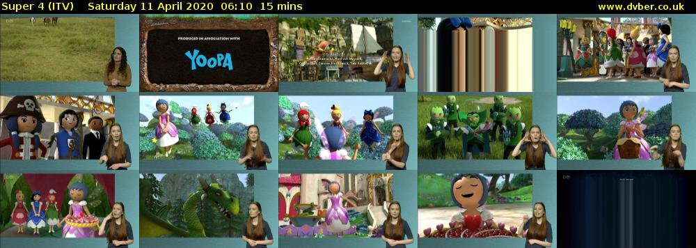 Super 4 (ITV) Saturday 11 April 2020 06:10 - 06:25