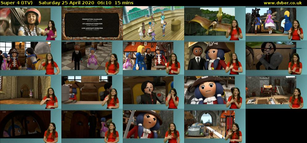 Super 4 (ITV) Saturday 25 April 2020 06:10 - 06:25
