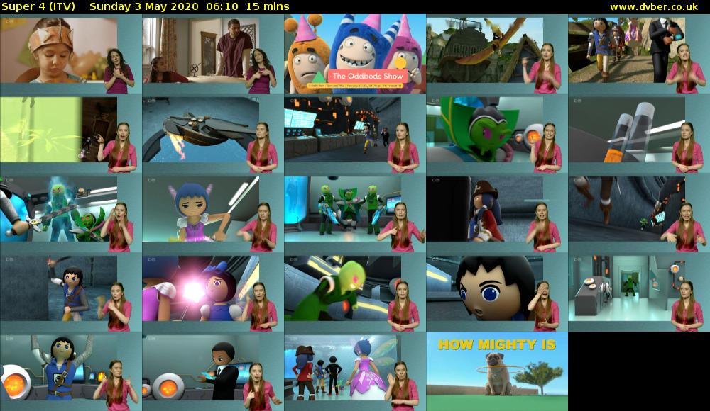 Super 4 (ITV) Sunday 3 May 2020 06:10 - 06:25