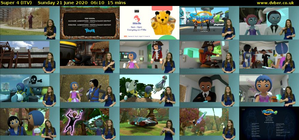 Super 4 (ITV) Sunday 21 June 2020 06:10 - 06:25