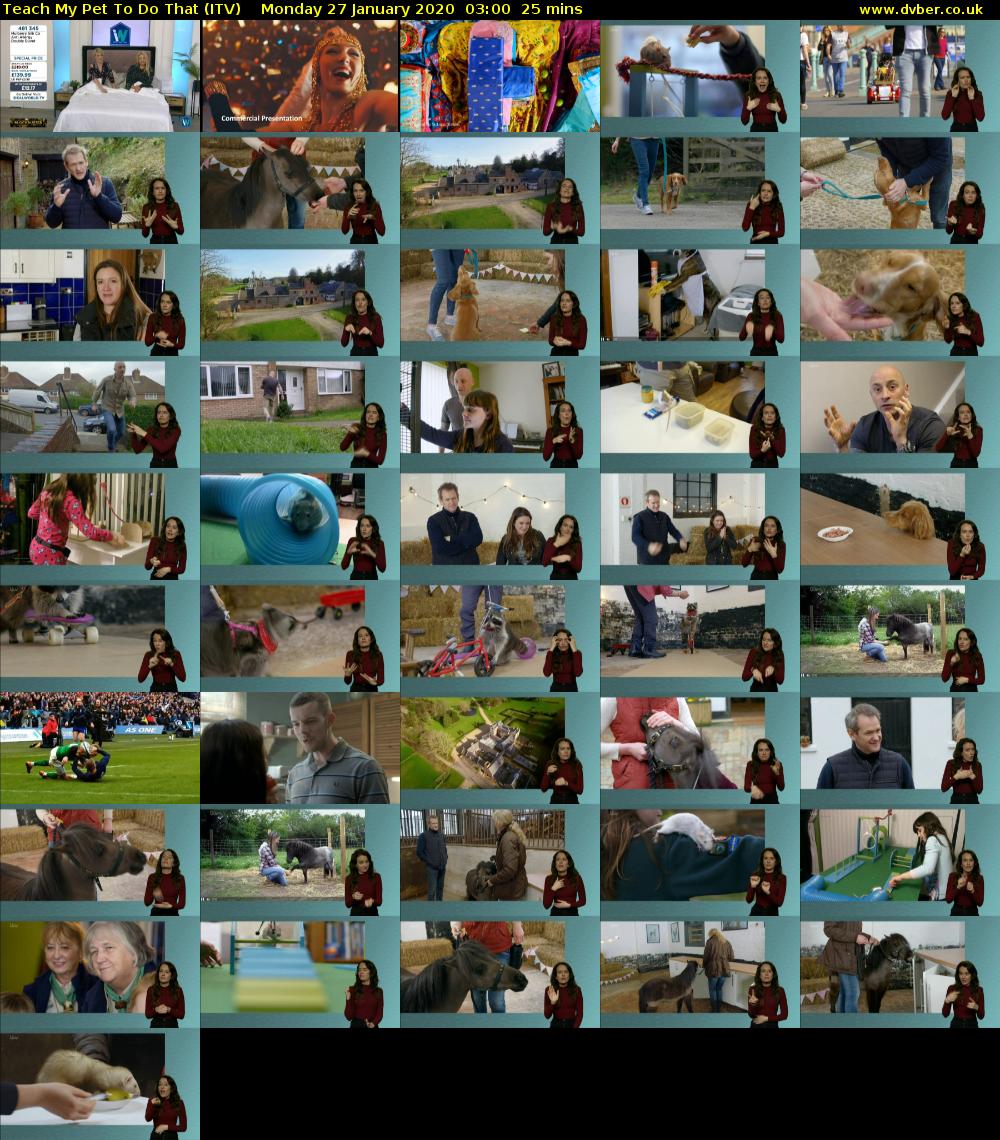 Teach My Pet To Do That (ITV) Monday 27 January 2020 03:00 - 03:25
