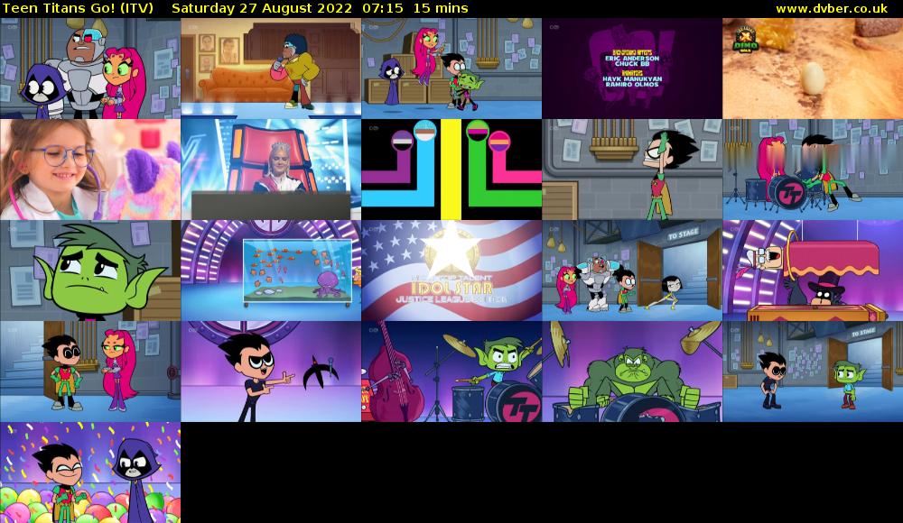 Teen Titans Go! (ITV) Saturday 27 August 2022 07:15 - 07:30