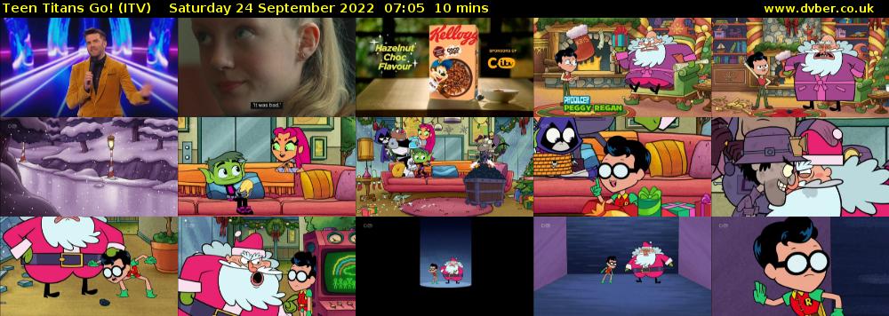Teen Titans Go! (ITV) Saturday 24 September 2022 07:05 - 07:15