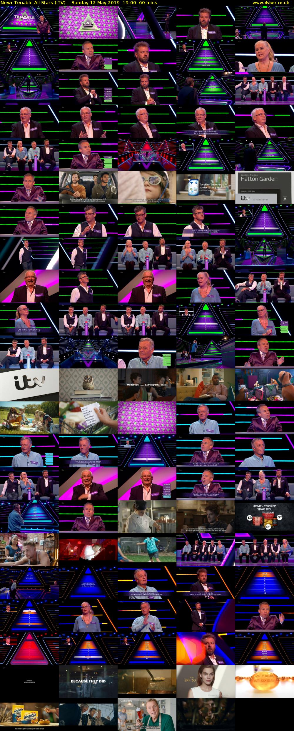 Tenable All Stars (ITV) Sunday 12 May 2019 19:00 - 20:00
