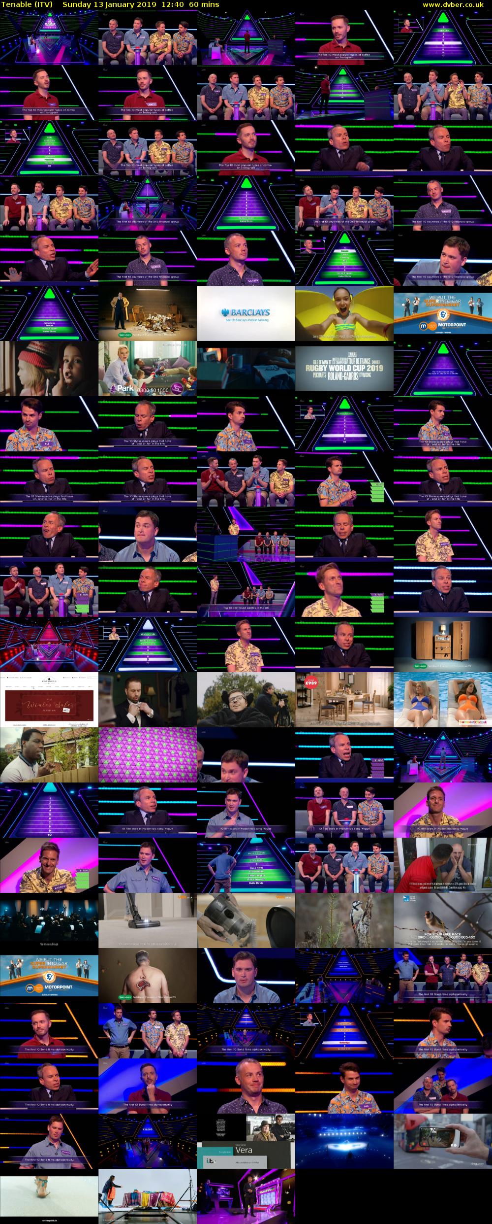 Tenable (ITV) Sunday 13 January 2019 12:40 - 13:40