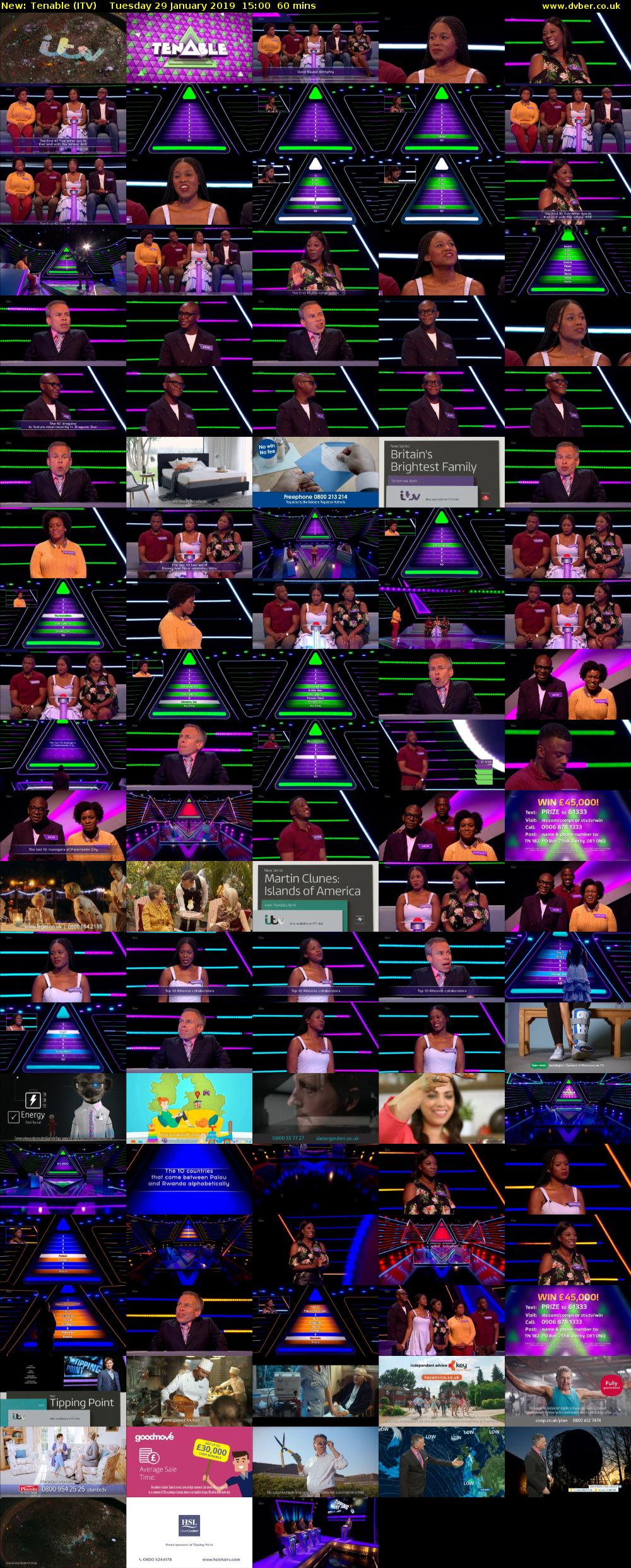 Tenable (ITV) Tuesday 29 January 2019 15:00 - 16:00