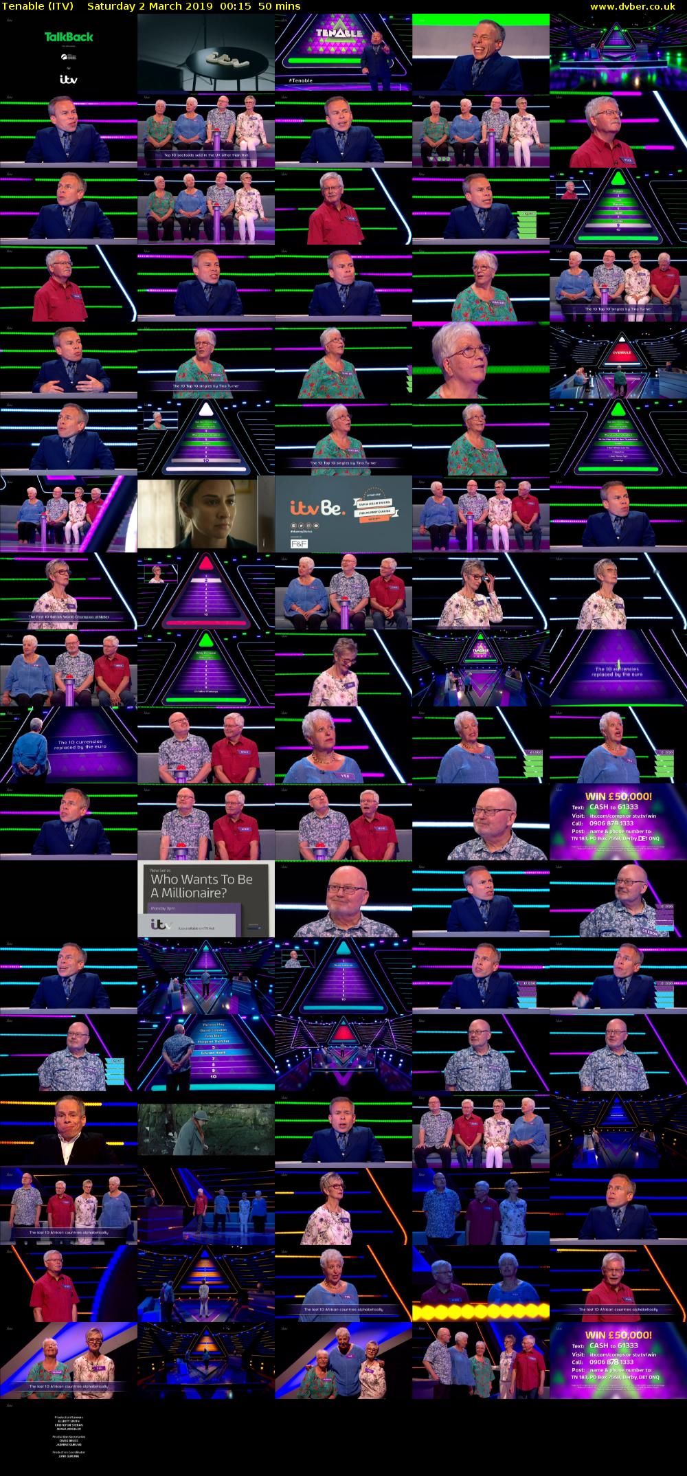 Tenable (ITV) Saturday 2 March 2019 00:15 - 01:05