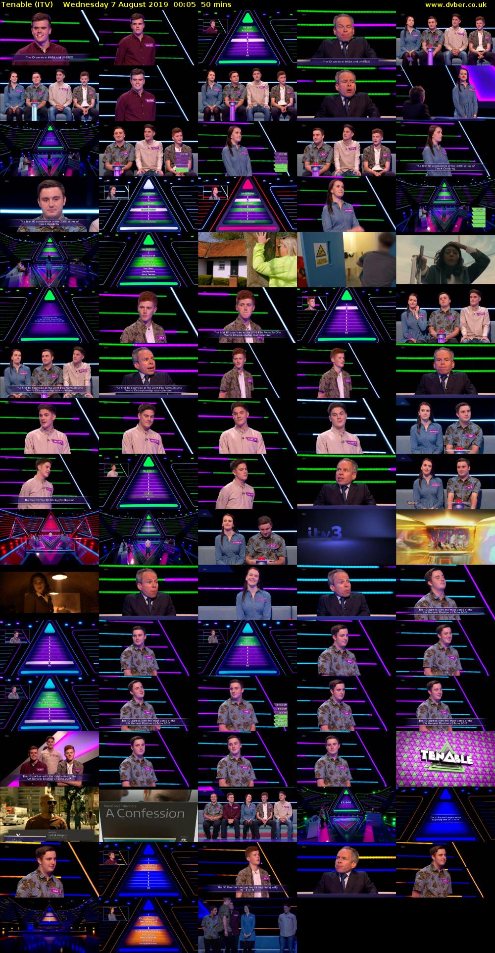 Tenable (ITV) Wednesday 7 August 2019 00:05 - 00:55