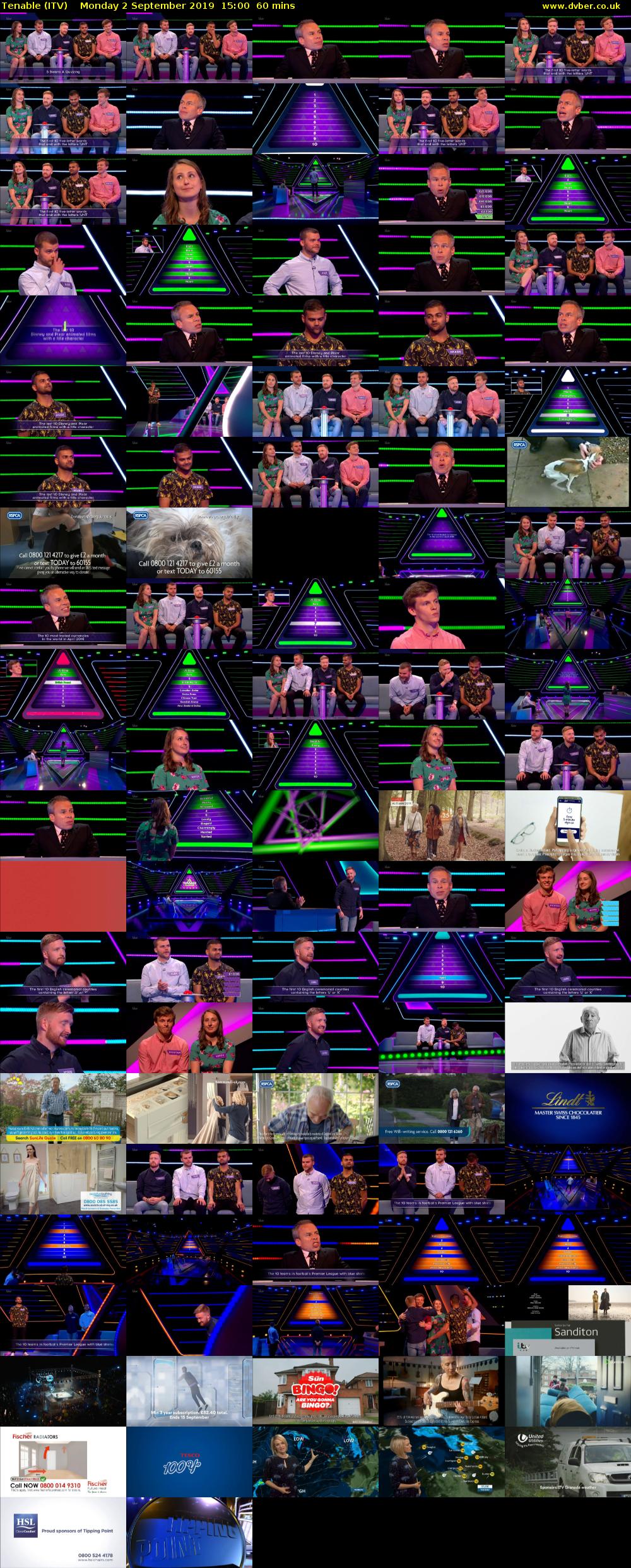 Tenable (ITV) Monday 2 September 2019 15:00 - 16:00