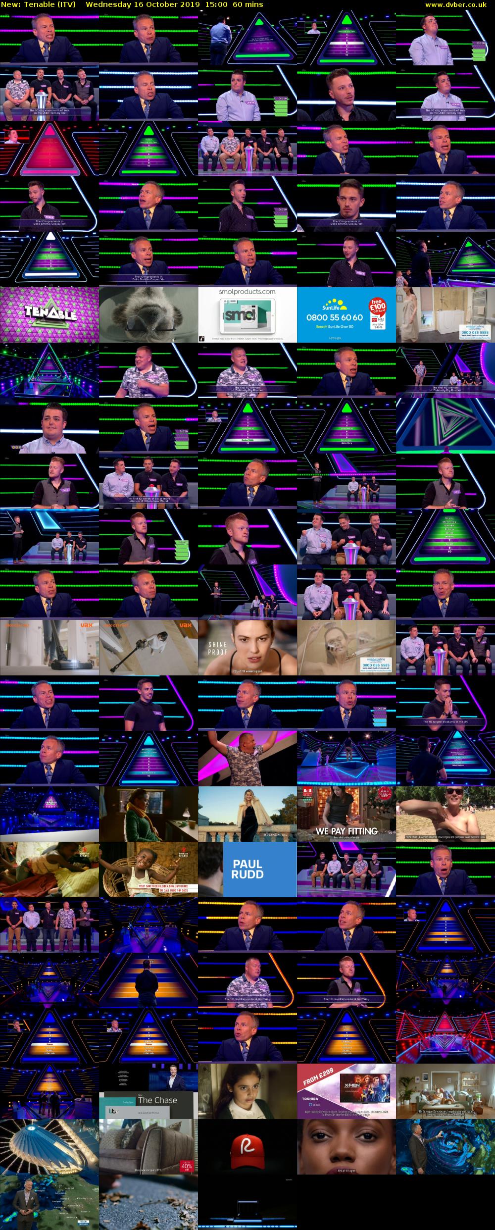 Tenable (ITV) Wednesday 16 October 2019 15:00 - 16:00