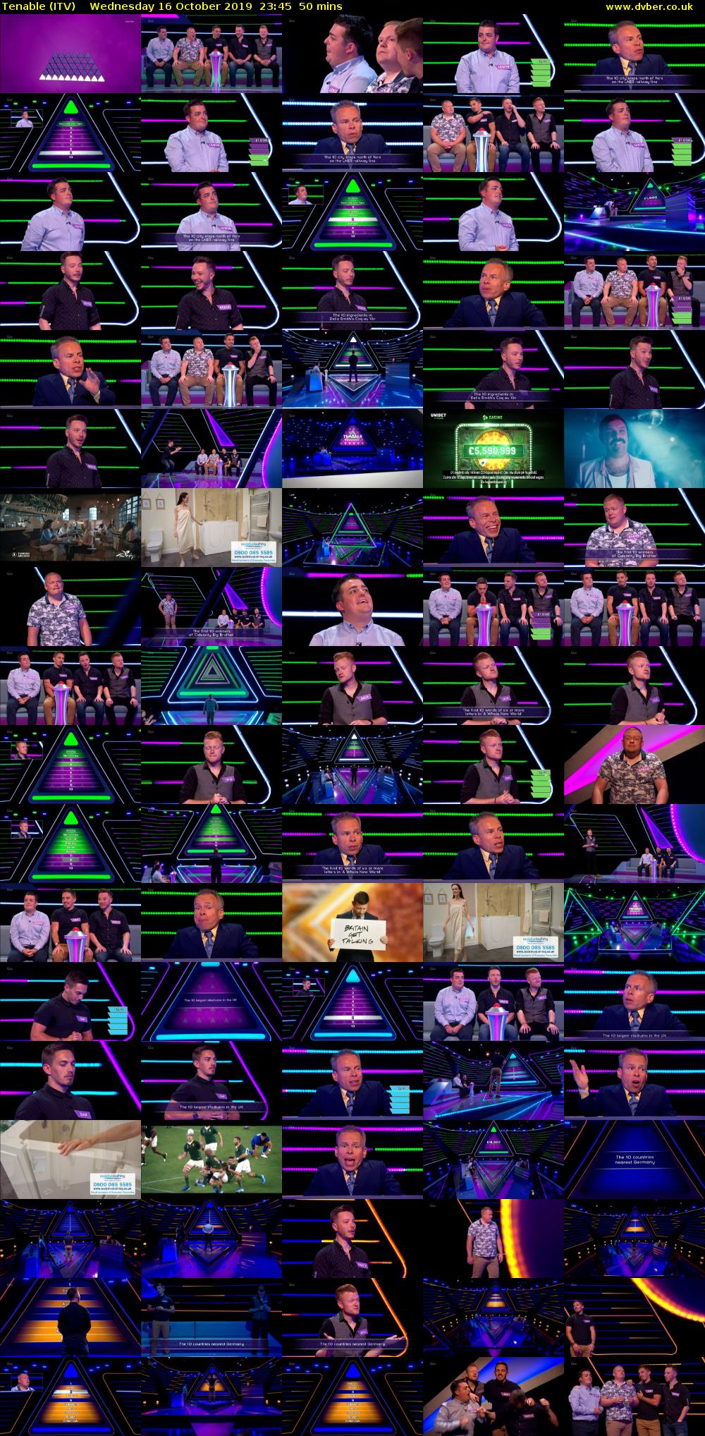 Tenable (ITV) Wednesday 16 October 2019 23:45 - 00:35