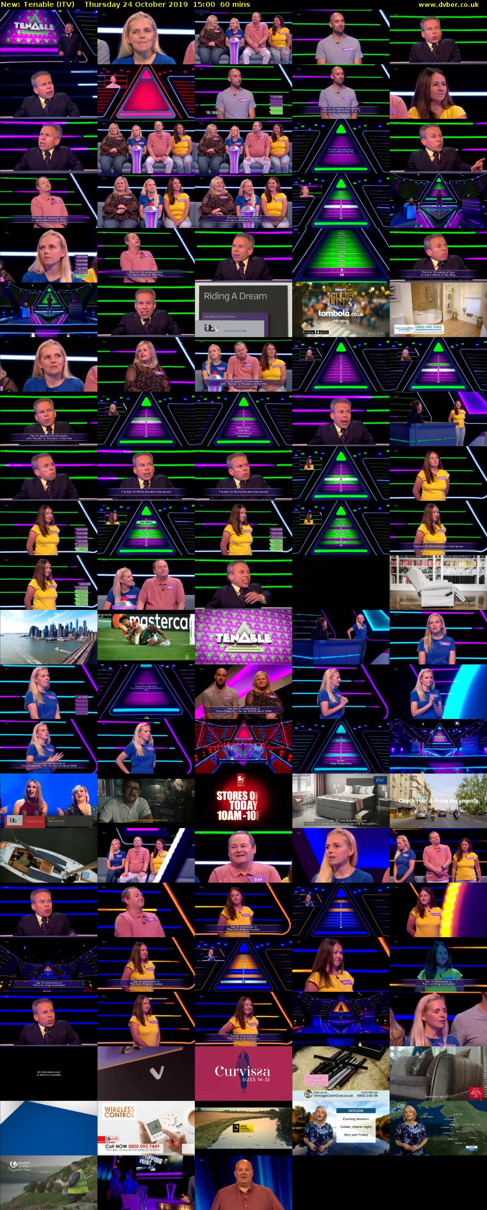 Tenable (ITV) Thursday 24 October 2019 15:00 - 16:00