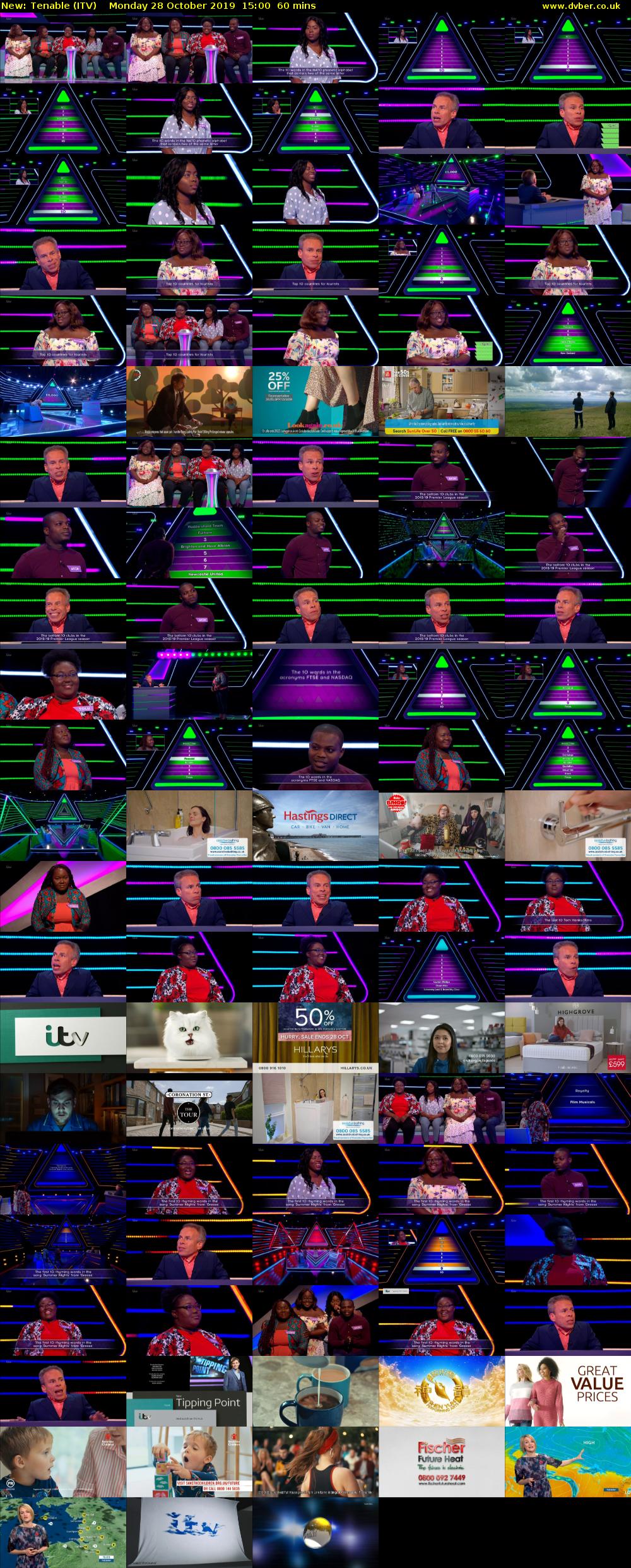 Tenable (ITV) Monday 28 October 2019 15:00 - 16:00