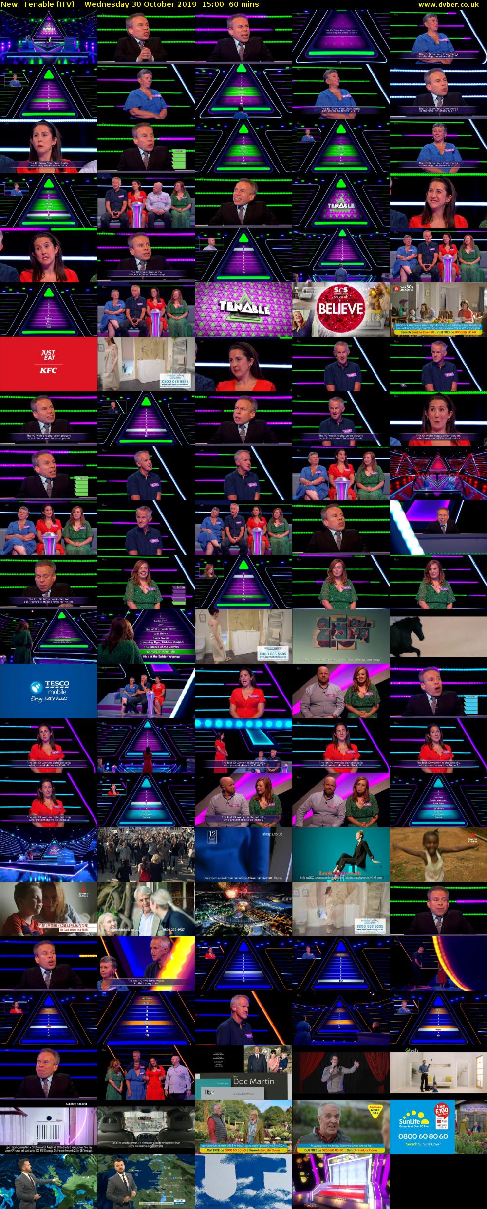 Tenable (ITV) Wednesday 30 October 2019 15:00 - 16:00
