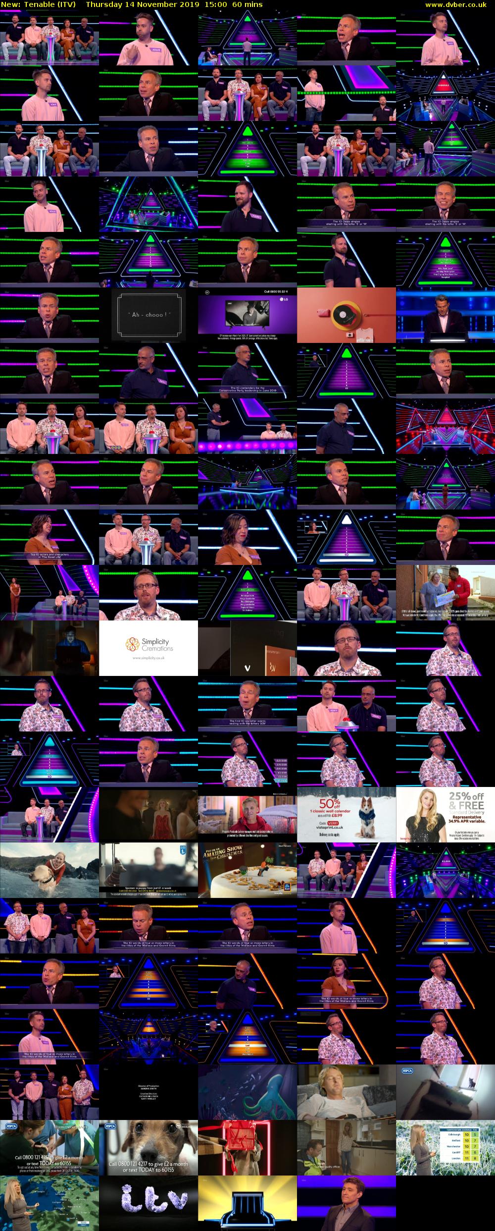 Tenable (ITV) Thursday 14 November 2019 15:00 - 16:00