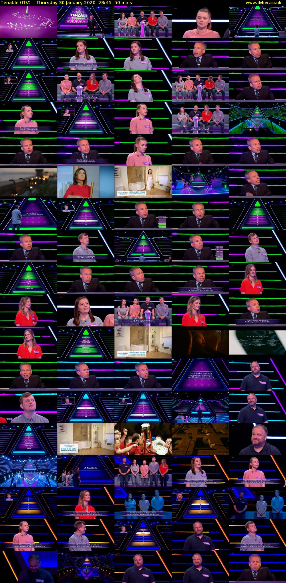 Tenable (ITV) Thursday 30 January 2020 23:45 - 00:35