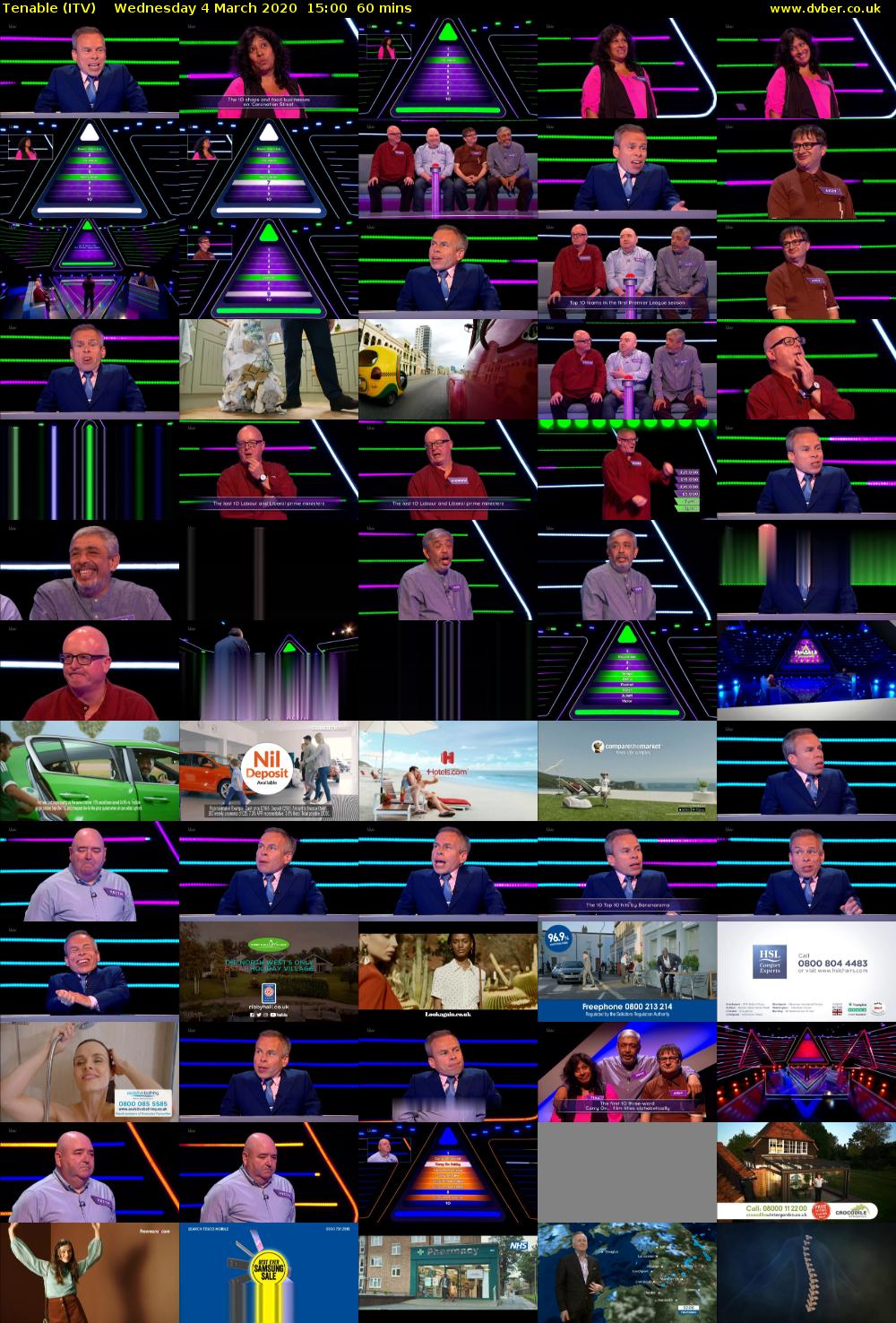 Tenable (ITV) Wednesday 4 March 2020 15:00 - 16:00