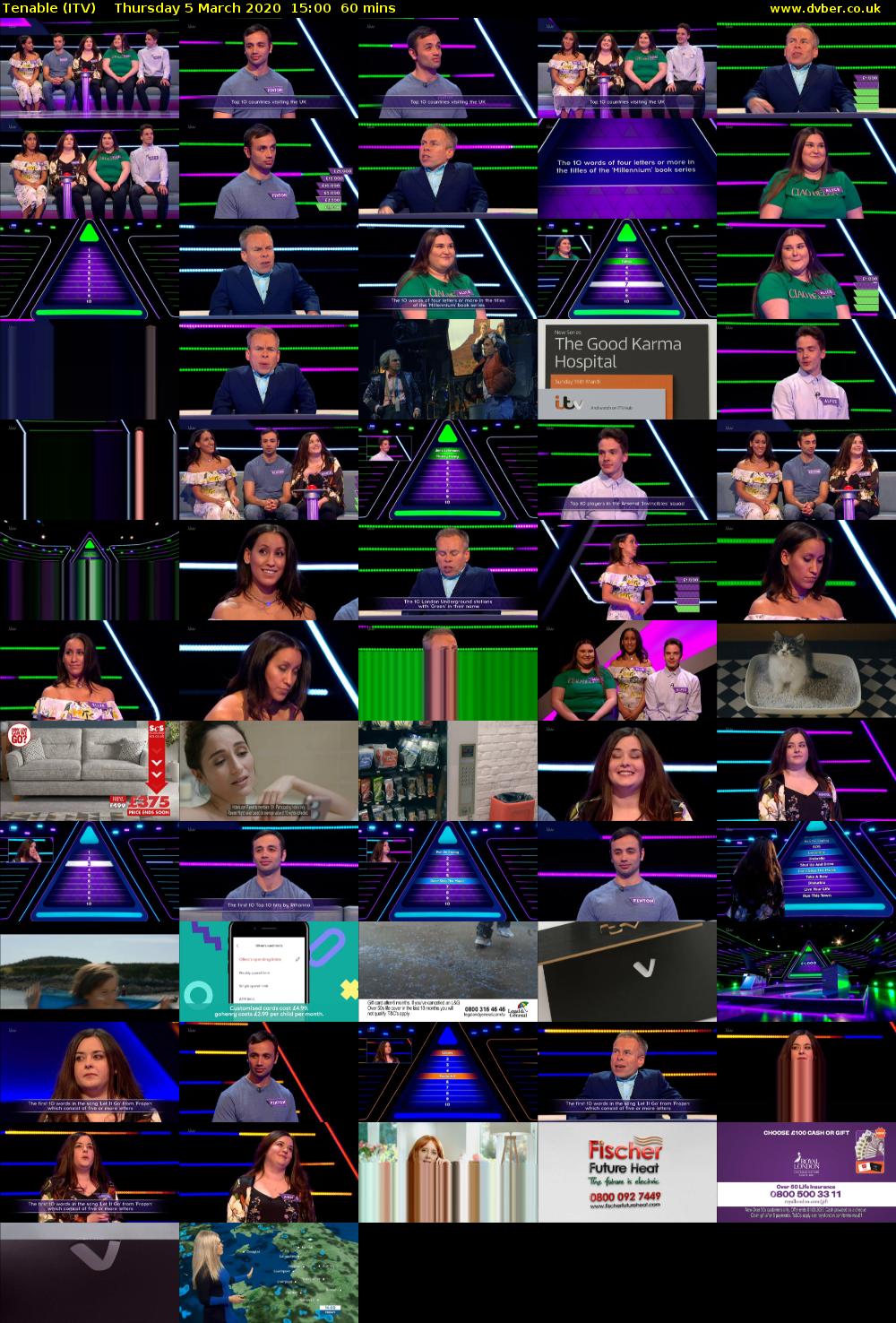 Tenable (ITV) Thursday 5 March 2020 15:00 - 16:00