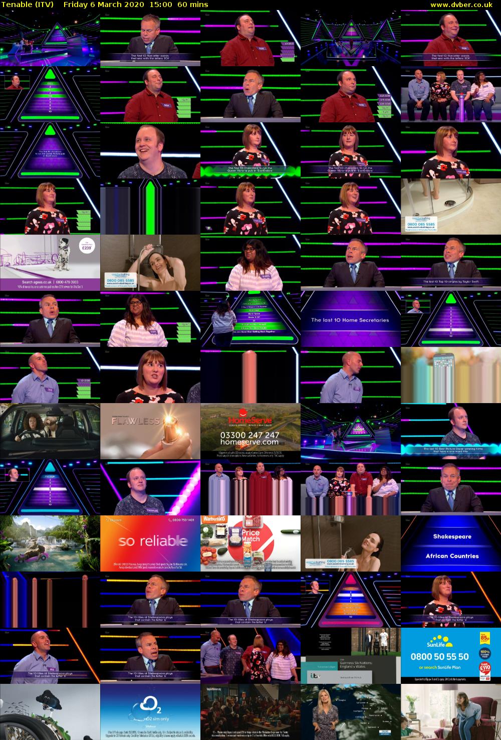 Tenable (ITV) Friday 6 March 2020 15:00 - 16:00