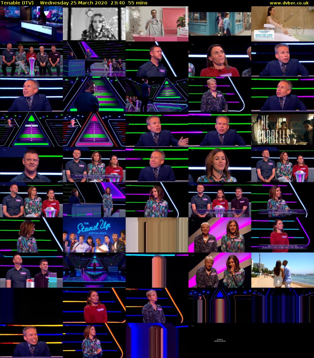 Tenable (ITV) Wednesday 25 March 2020 23:40 - 00:35