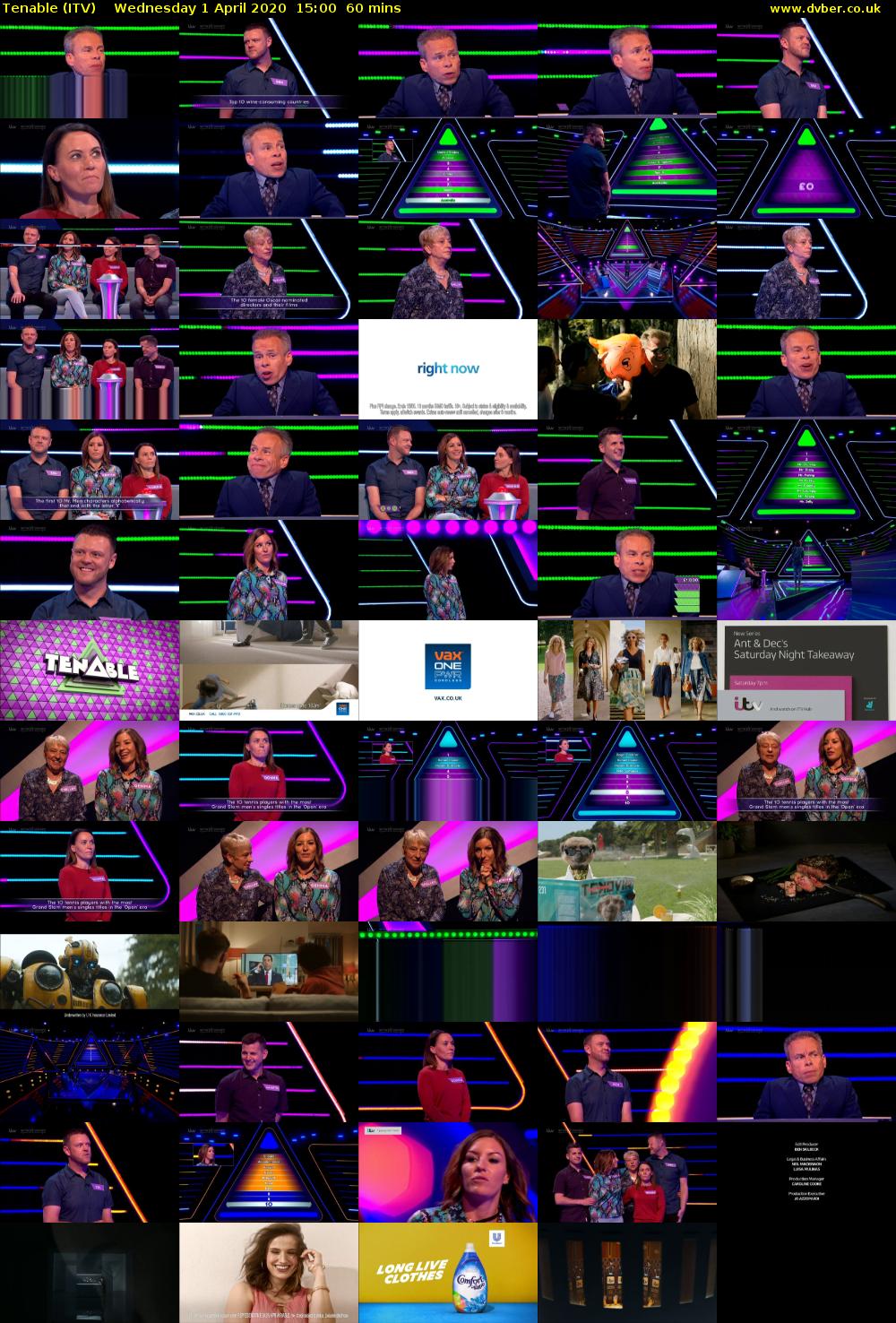 Tenable (ITV) Wednesday 1 April 2020 15:00 - 16:00