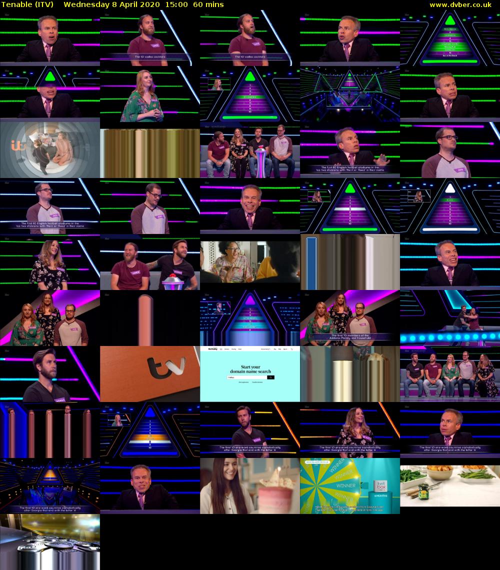 Tenable (ITV) Wednesday 8 April 2020 15:00 - 16:00
