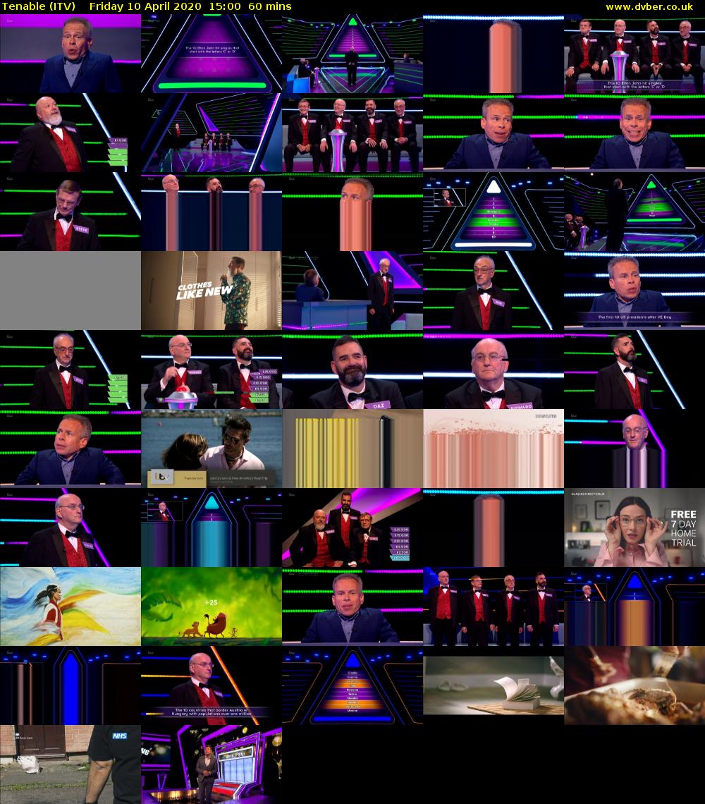Tenable (ITV) Friday 10 April 2020 15:00 - 16:00