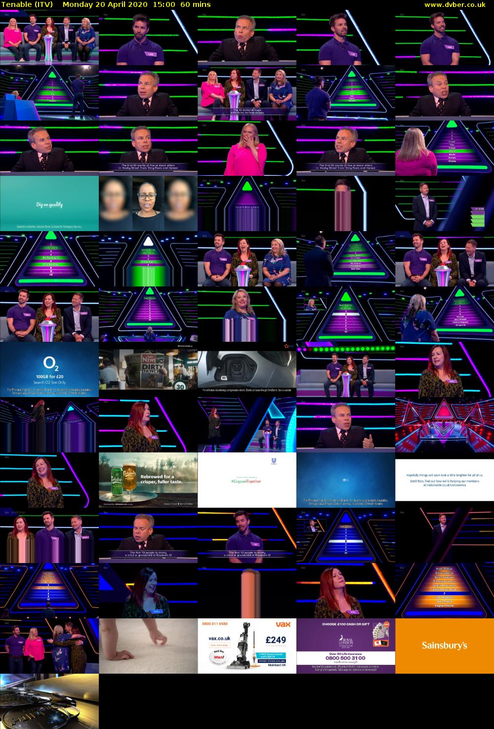 Tenable (ITV) Monday 20 April 2020 15:00 - 16:00